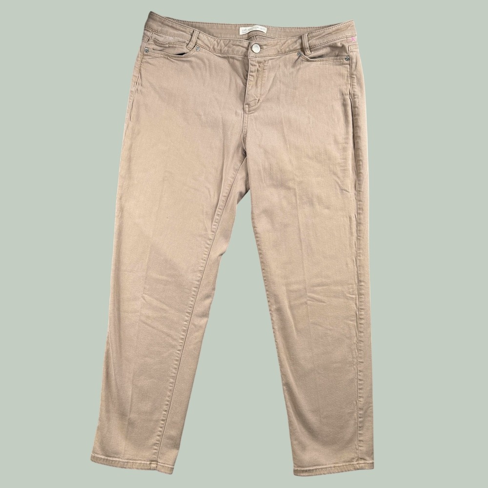 J. Jill Jeans Womens 14 Tan Slim Boyfriend Straight Leg Stretch Neutral Khaki‎